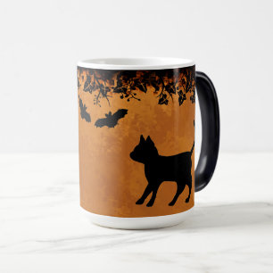 Black Cat with Bat , Happy Halloween Magic Mug