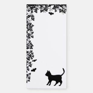 Black Cat with Bat , Happy Halloween! Magnetic Notepad