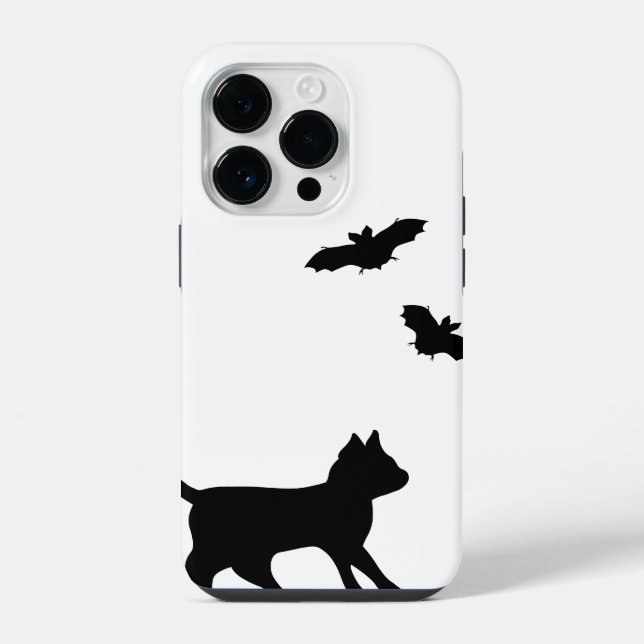Black Cat with Bat iPhone Case (Back)