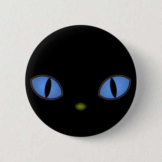 Black Cat With Big Blue Eyes 2 Inch Round Button (Front)
