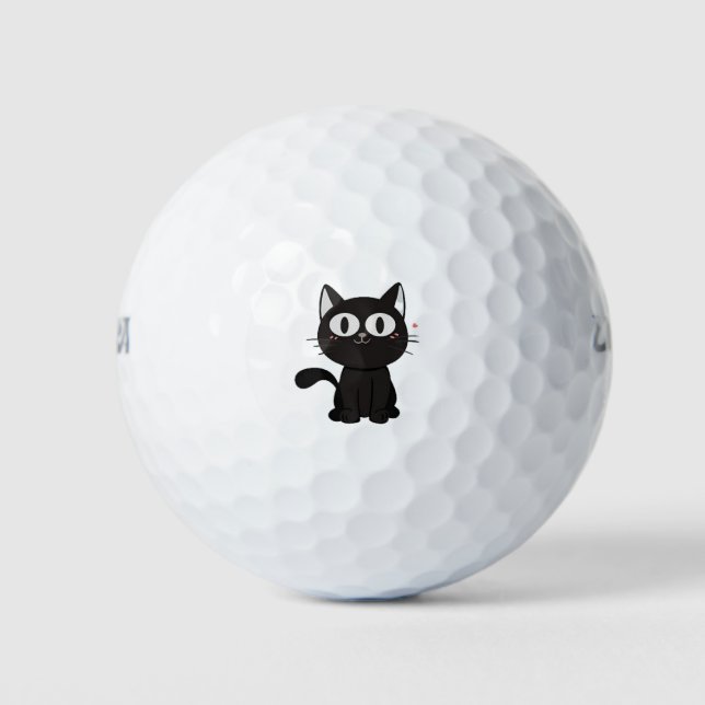 black-cat-with-big-eyes-image golf balls (Front)