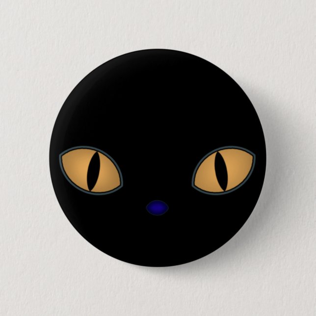 Black Cat With Big Orange Eyes 2 Inch Round Button (Front)
