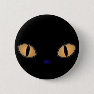 Black Cat With Big Orange Eyes 2 Inch Round Button