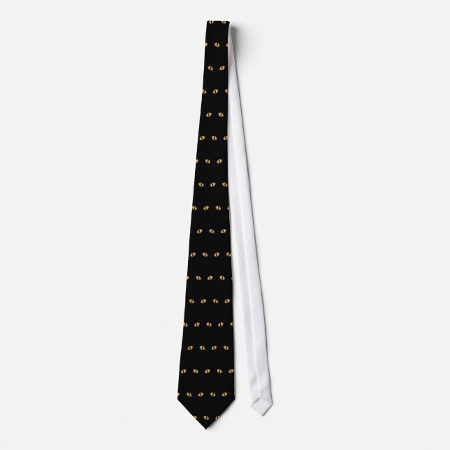 Black Cat With Big Orange Eyes Tie (Front)