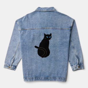 Black Cat With Blue Eyes Denim Jacket