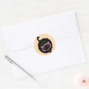 Black Cat with Bunny Ears Classic Round Sticker