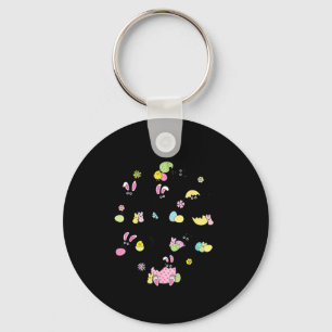 Black Cat With Bunny Eggs Happy Easter Day Matchin Keychain