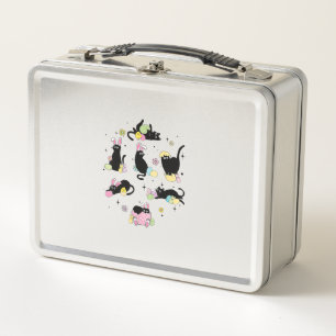 Black Cat with Bunny Eggs Happy Easter Day Matchin Metal Lunch Box