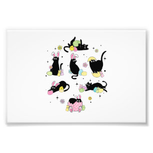 Black Cat with Bunny Eggs Happy Easter Day Matchin Photo Print