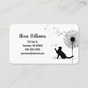 Black Cat with Dandelion Seeds Business Card