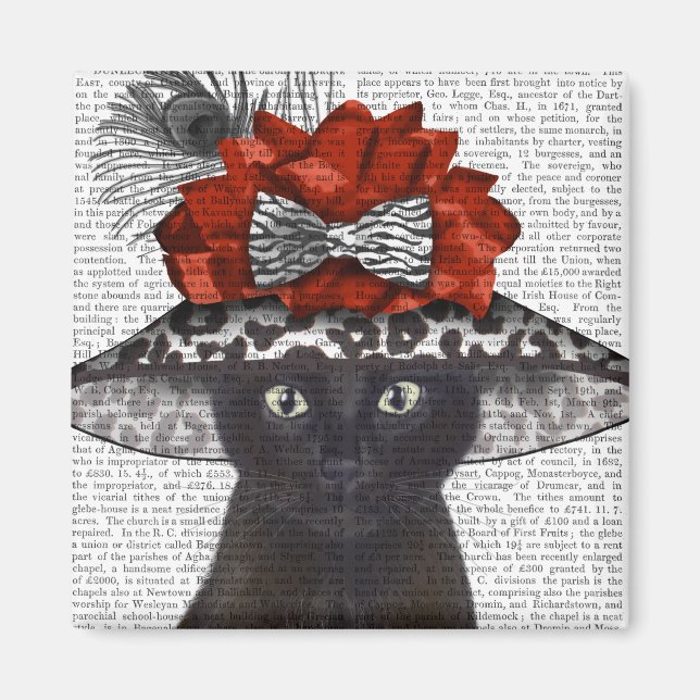 Black Cat with Fabulous Hat Magnet (Front)