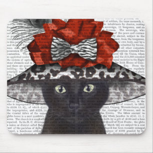 Black Cat with Fabulous Hat Mouse Pad