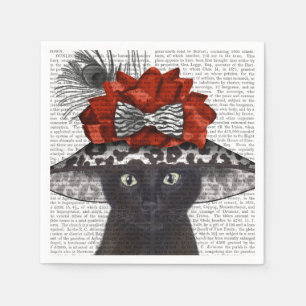 Black Cat with Fabulous Hat Napkin