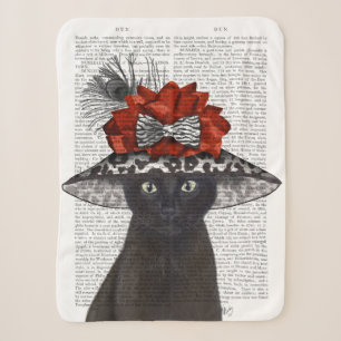 Black Cat with Fabulous Hat Sherpa Blanket