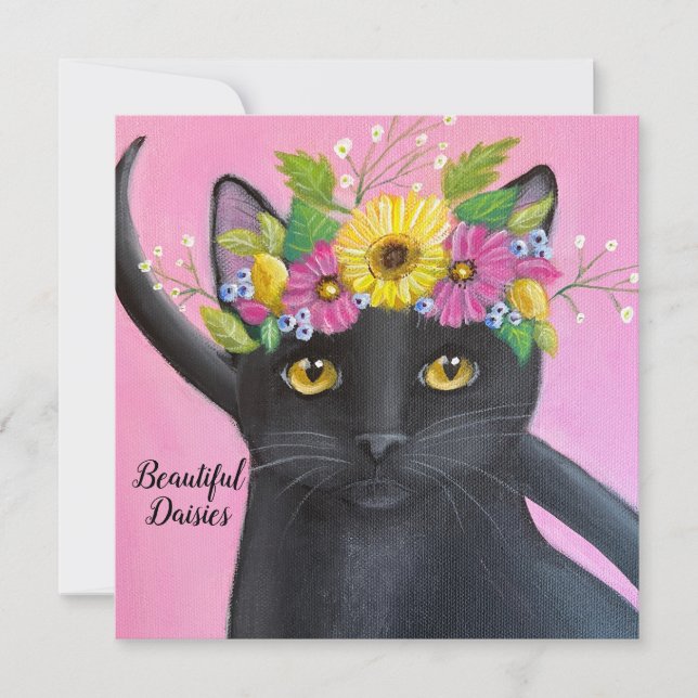 Black Cat with Flower Crown (Front)