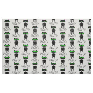 Black cat with green eyes fabric