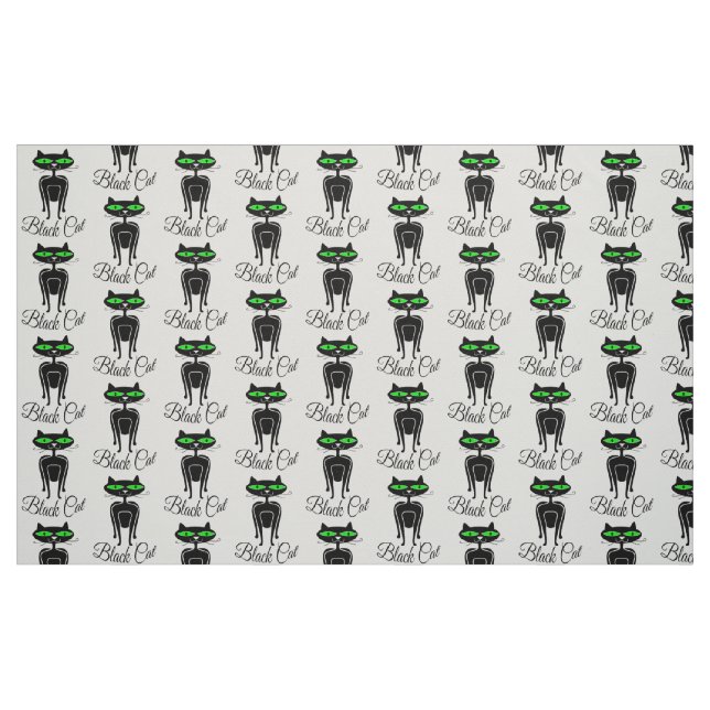 Black cat with green eyes fabric (Fat Quarter)