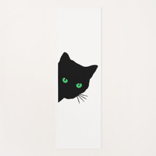 black cat with green eyes   yoga mat