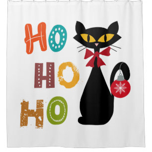 Black cat with Ho Ho Ho text design