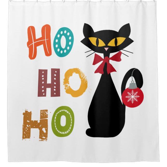 Black cat with Ho Ho Ho text design (Front)