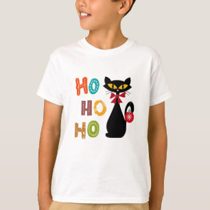 Black cat with Ho Ho Ho text design T-Shirt