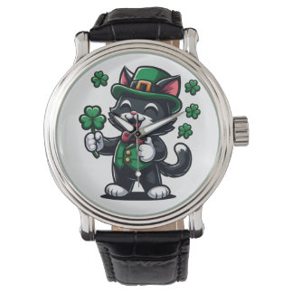 Black Cat with Lucky Clover Watch