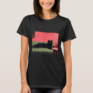 Black Cat With Martini Art Print T-Shirt