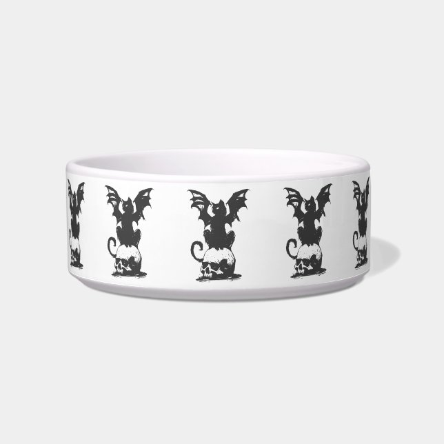 black cat with monster wings - Choose back color Bowl (Front)