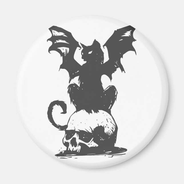 black cat with monster wings - Choose back color Magnet (Front)