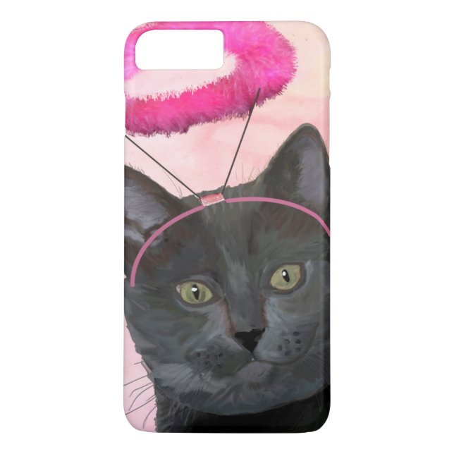 Black Cat With Pink Angel Halo Case-Mate iPhone Case (Back)
