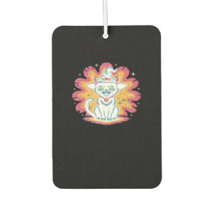 Black Cat with Psychedelic Flower Oversized T-Shir Air Freshener