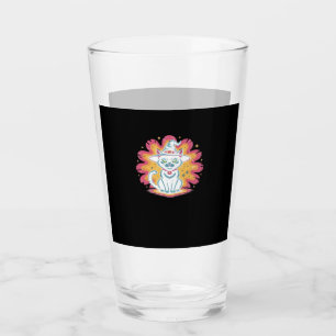 Black Cat with Psychedelic Flower Oversized T-Shir Glass