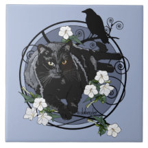 Black Cat with Raven