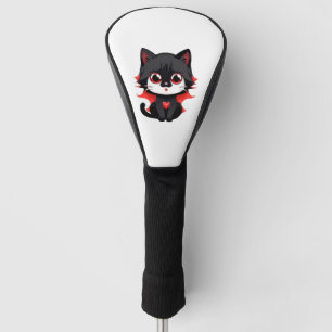 Black cat with red colour golf head cover