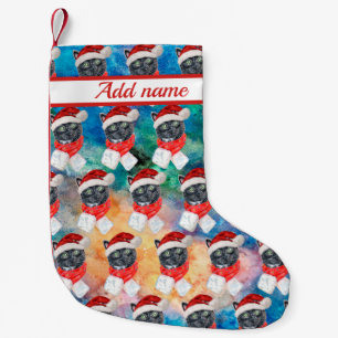 Black Cat with Red Scarf Funny Christmas Small Christmas Stocking