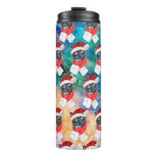 Black Cat with Red Scarf Funny Christmas Thermal Tumbler