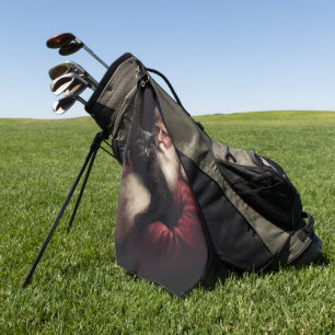 Black Cat With Santa Claus Festive Christmas  Golf Towel