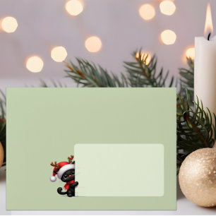 Black Cat With Santa Hat Christmas Envelope