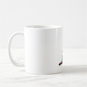 Black Cat With Santa Hat Christmas Lights Coffee Mug