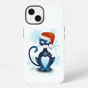 Black Cat with Santa's Hat iPhone 13 Case
