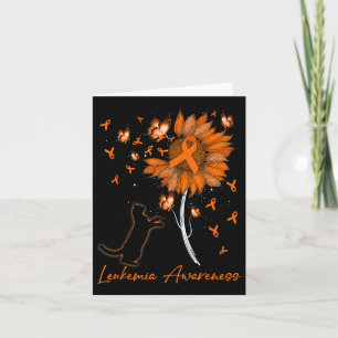 Black Cat With Sunflower & Orange Ribbon Leuke Card