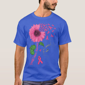 Black Cat With Sunflower Breast Cancer Awareness D T-Shirt
