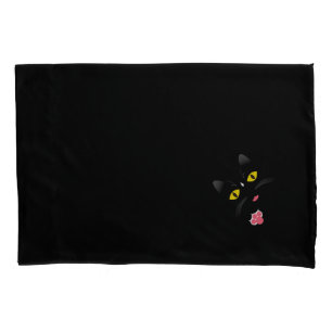Black cat with white marks pillowcase
