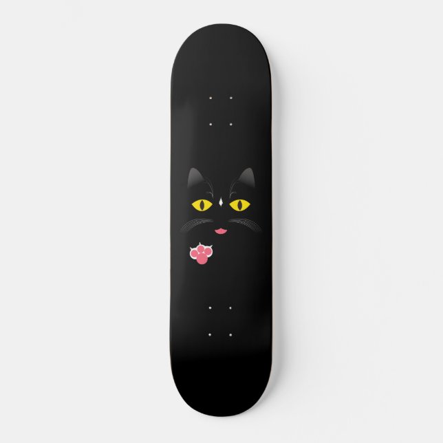Black cat with white marks skateboard (Front)