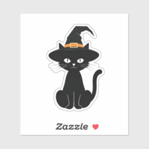 Black cat with witch hat design (Halloween)