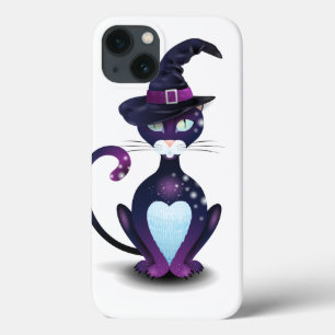 Black cat with witch's hat iPhone 13 case