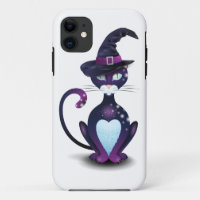 Black cat with witch's hat