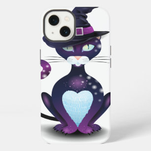 Black cat with witch's hat iPhone 13 case