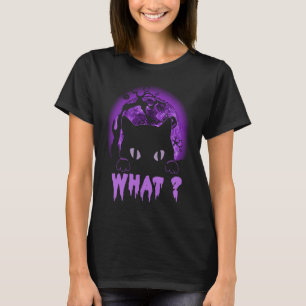 Black Cat With Yellow Eyes Halloween Cat What Gho T-Shirt