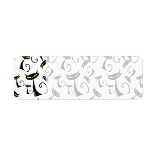 Black Cat with Yellow Eyes Halloween Pattern